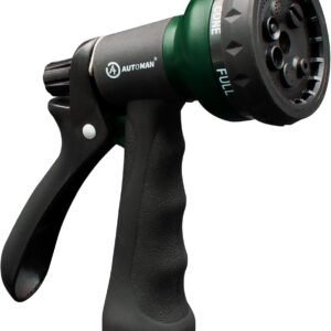 AUTOMAN Garden Hose Nozzle, Water Hose Sprayer Nozzle with 7 Adjustable Watering Patterns, Slip Resistant for Watering Plants, Lawn& Garden, Washing Cars, Cleaning, Showering Pets & Outdoor Fun